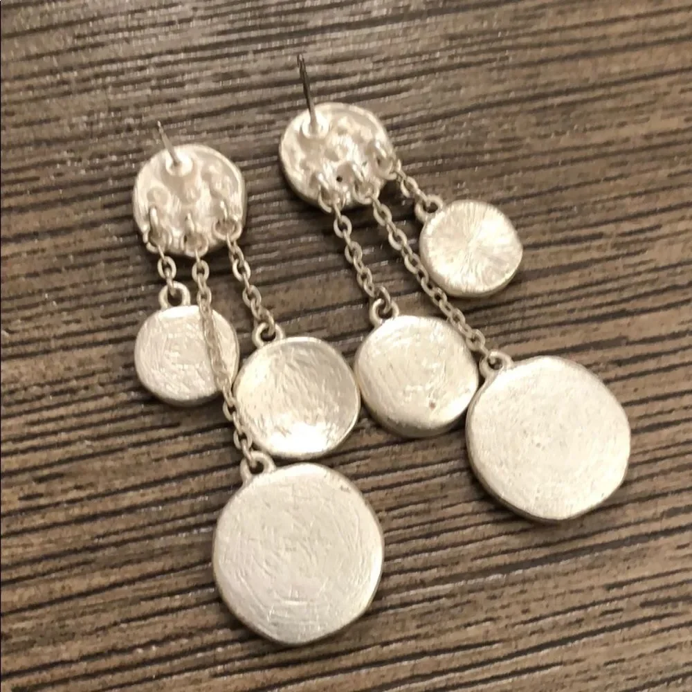 NWT Noelle Silvertone Discs with Rhinestones